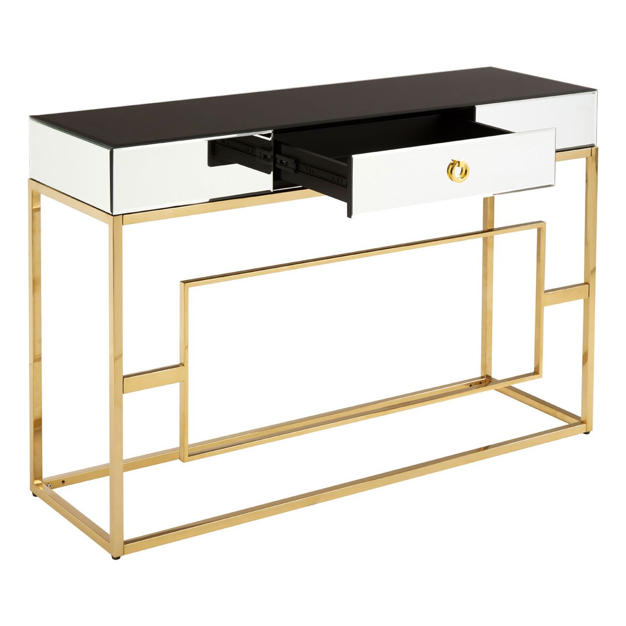 Black Mirrored Top Console Table